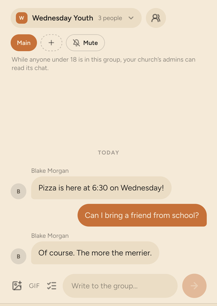 A youth group&rsquo;s chat